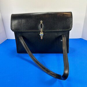 Black Leather women's purse with 8 inside pockets